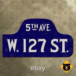 New York City Harlem W 127th Street 5th Avenue humpback road sign 22x12