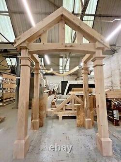 Oak Porch + Over Hanging Front Rafters Detailed Columns feature beams