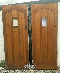 Pair or 2 x not solid oak wooden porch interior or front exterior gothic doors