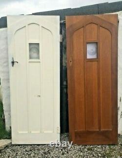 Pair or 2 x not solid oak wooden porch interior or front exterior gothic doors