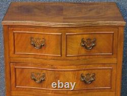 Queen Anne Style Chest Small Serpentine Front Flame Mahogany 4 Drawers