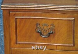 Queen Anne Style Chest Small Serpentine Front Flame Mahogany 4 Drawers