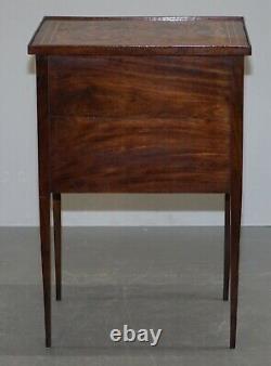 Rare 19th Century Dutch Marquetry Inlaid Side Table With Tambour Fronted Door