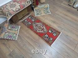 Red Rug, Wool Rug, Turkish Rug, Vintage Rug, Small Rug, Front Door Rug, Runner