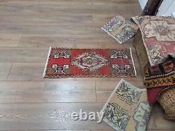 Red Rug, Wool Rug, Turkish Rug, Vintage Rug, Small Rug, Front Door Rug, Runner