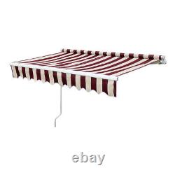 Red Stripe Retractable Door Canopy Window Front Porch Overhead Roof Cover Manual