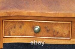 Reprodux Bevan Funnell Console Table Yew Wood Serpentine Front
