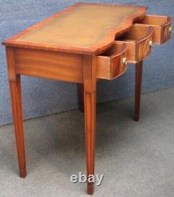 Reprodux Bevan Funnell Writing Table Mahogany Leather Top Serpentine Front