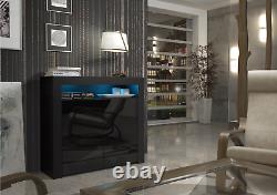 Rocca Sideboard Modern Cabinet / Cupboard Matt Body and High Gloss Doors + LED