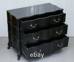 Rrp £2999 Eichholtz Ebonised Black Serpentine Fronted Chest Of Drawers