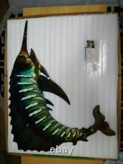Sailfish large Front Porch Entry Patio Fence Ocean Beach Cottage Metal Wall Art