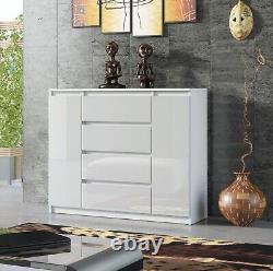 Sideboard 2 doors 4 Drawers tv unit cabinet White High Gloss Fronts