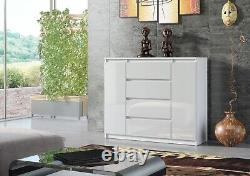 Sideboard 2 doors 4 Drawers tv unit cabinet White High Gloss Fronts