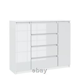 Sideboard 2 doors 4 Drawers tv unit cabinet White High Gloss Fronts
