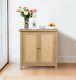 Small Cupboard, Oak Effect Wooden Storage Unit with Rattan Front, Shoe Cabinet