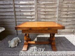 Small Oak Draw Leaf Table Extending Coffee Side /occasional Table