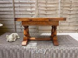 Small Oak Draw Leaf Table Extending Coffee Side /occasional Table