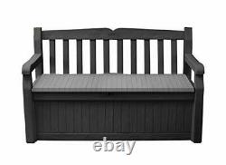 Solana 70 Gallon Storage Bench Deck Box for Patio Furniture, Front Porch Grey