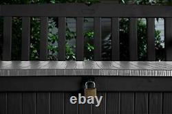 Solana 70 Gallon Storage Bench Deck Box for Patio Furniture, Front Porch Grey