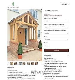 Solid Oak Porch The Broadway 1800mm Wide x 1425mm Post Height x 900mmm Deep