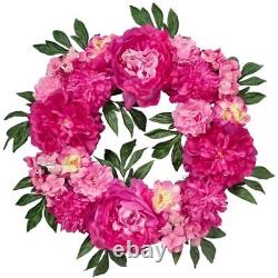 Spring Wreaths for Front Door, Peony Wreath for Front Door, Porch Hot Pink