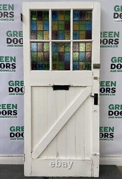 Stained Glass 1930s Door Tall Huge Wide Leaded External Exterior 1930s Wooden