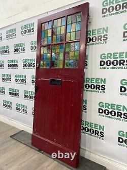 Stained Glass 1930s Door Tall Huge Wide Leaded External Exterior 1930s Wooden