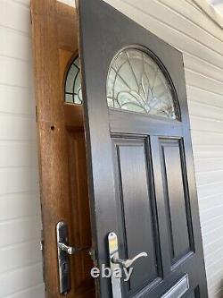 Stained glass exterior Two wooden front door Used Comes Lock keys And Handle