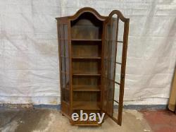 Stunning glazed oak canted front display cabinet bookcase with drawer Delivery