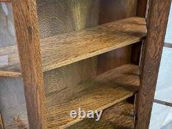 Stunning glazed oak canted front display cabinet bookcase with drawer Delivery