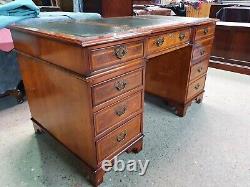 Stunningly Restored Burr Walnut Antique Style Break-front Pedestal Desk