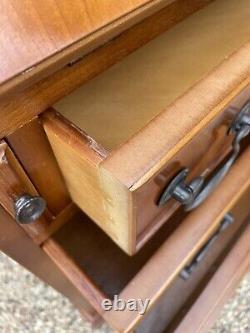 Traditional Yew Wood Veneer Slope Fronted Writing Bureau