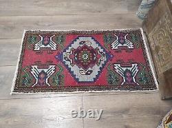 Turkish Rug, Wool Rug, Handmade Rug, Vintage Rug, Red Rug, Front Door Rug, Rug