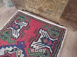 Turkish Rug, Wool Rug, Handmade Rug, Vintage Rug, Red Rug, Front Door Rug, Rug