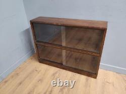 Two Simplex Sectional Stacking Glass Fronted Bookcase Barrister Library Cabinets