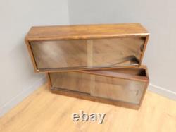 Two Simplex Sectional Stacking Glass Fronted Bookcase Barrister Library Cabinets