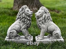 Two lions guardians Front door decor Concrete lion sculpture Stone animal statue