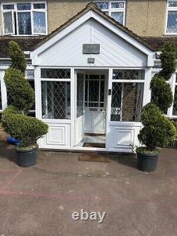 Upvc front porch, white, lead light glass, excellent condition, with key