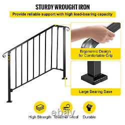 VEVOR Wrought Iron Handrail Outdoor Front Porch Stairs Rail Fits 3 to 4 Steps