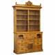 Victorian Library Burr Pollard Oak Library Bookcase Drop Front Secretaire Desk