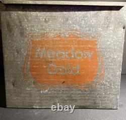 Vintage 50s/60s Meadow Gold Galvanized Metal Milk Box Front Porch Dairy Cooler