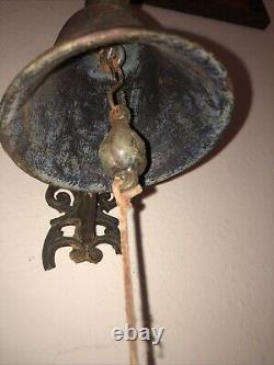 Vintage Cast Iron Rustic Horse Dinner Bell Porch Front Door Wall Mounted Antique