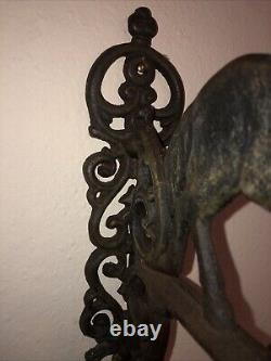 Vintage Cast Iron Rustic Horse Dinner Bell Porch Front Door Wall Mounted Antique