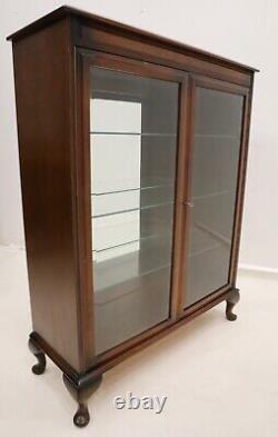 Vintage Display Cabinet with 2 Glass Shelves, Queen Anne Legs FREE UK Delivery