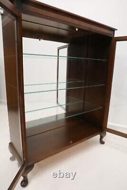 Vintage Display Cabinet with 2 Glass Shelves, Queen Anne Legs FREE UK Delivery