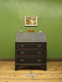 Vintage Gothic Black Painted Writing Bureau with Fall Front