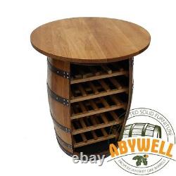 WHISKEY BARREL DRINKS CABINET Open Front Handcrafted Solid Barrel Furniture