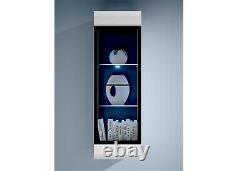 Wall Display Cabinets Glass Door LED Lights Tall 2 x Unit Set White Gloss Fever