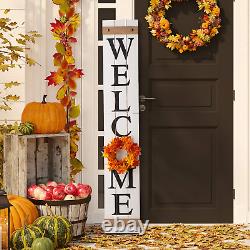 Welcome Sign for Front Door Porch Rustic Farmhouse Wooden Hanging Wall Decor wit