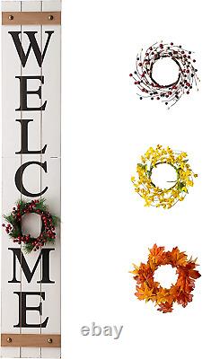Welcome Sign for Front Door Porch Rustic Farmhouse Wooden Hanging Wall Decor wit